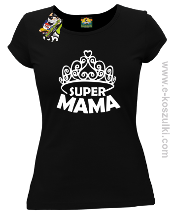 Super Mama korona Miss - koszulka damska taliowana czarna