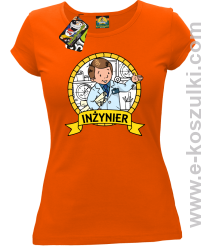 INŻYNIER mały naukowiec - koszulka damska pomarańczowa