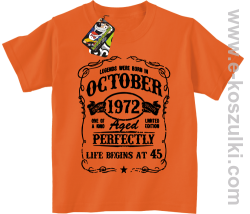 Legends were born in October Aged Perfectly Life Begins - z własną personalizacją - koszulka dziecięca pomarańczowa