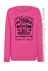 Legends were born in October Aged Perfectly Life Begins - z własną personalizacją - bluza damska bez kaptura różowa