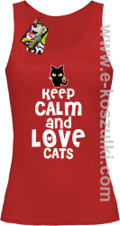 Keep Calm and Love Cats BlackFilo - top damski czerwony