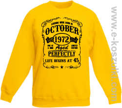 Legends were born in October Aged Perfectly Life Begins - z własną personalizacją - bluza dziecięca bez kaptura żółta