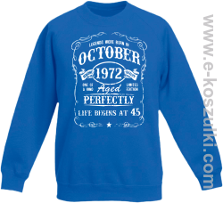 Legends were born in October Aged Perfectly Life Begins - z własną personalizacją - bluza dziecięca bez kaptura niebieska