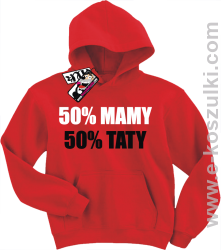 50% mamy 50% taty koszulka dziecięca - czerwony