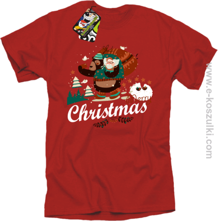 Misio selfiak z małym przyjacielem Merry Christmas - koszulka męska 