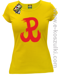 Polska walczy napis farbą - koszulka damska żółta