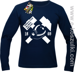 Górniczy stan niech żyje nam SYMBOL z kaskiem - longsleeve męski granatowy