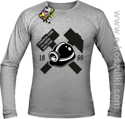 Górniczy stan niech żyje nam SYMBOL z kaskiem - longsleeve męski melanż 