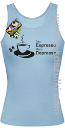 Bez Espresso Mam Depresso - top damski błękitny