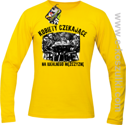 Szkieletors Kobiety czekające na idealnego mężczyznę - longsleeve męski biała