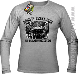 Szkieletors Kobiety czekające na idealnego mężczyznę - longsleeve męski melanż 