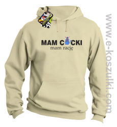 Mam cycki - Mam rację - bluza z kapturem beżowa