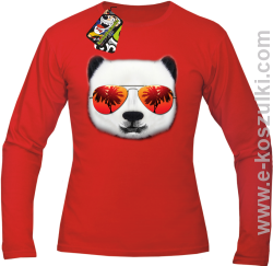 Pandzia frontface 3d Panda na wakacjach - Longsleeve męski czerwony