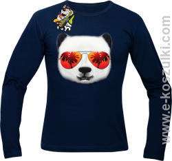 Pandzia frontface 3d Panda na wakacjach - Longsleeve męski granatowy