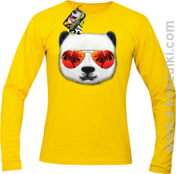 Pandzia frontface 3d Panda na wakacjach - Longsleeve męski żółty