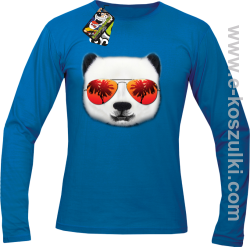 Pandzia frontface 3d Panda na wakacjach - Longsleeve męski niebieski