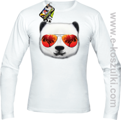 Pandzia frontface 3d Panda na wakacjach - Longsleeve męski biały