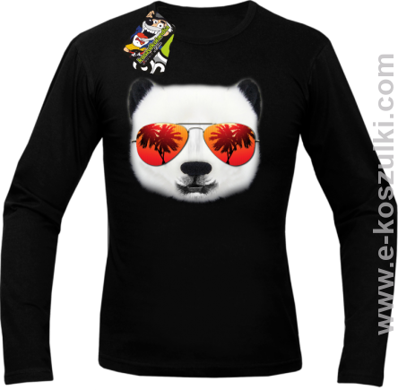 Pandzia frontface 3d Panda na wakacjach - Longsleeve męski czarny