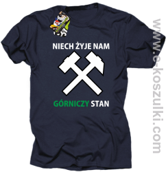 Niech żyje nam górniczy stan - koszulki męskie z nadrukiem granatowa