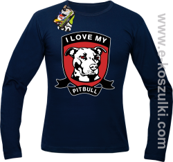 I Love My Pitbull - longsleeve męski granatowy