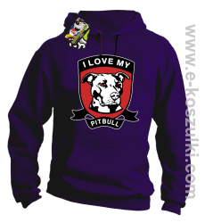 I Love My Pitbull - bluza z kapturem fioletowa