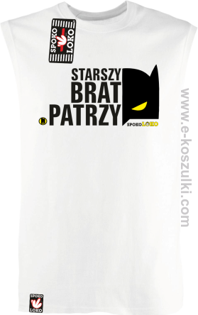 STARSZY BRAT PATRZY - bezrękawnik męski biały