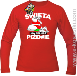 Święta na pełnej Piź#zie - longsleeve męski czerwony