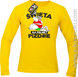 Święta na pełnej Piź#zie - longsleeve męski żółty