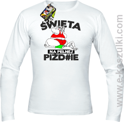 Święta na pełnej Piź#zie - longsleeve męski biały