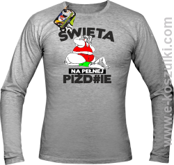 Święta na pełnej Piź#zie - longsleeve męski melanż 