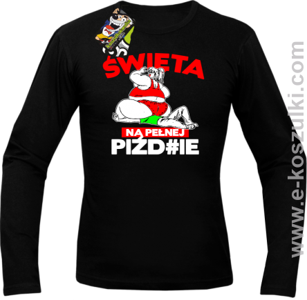 Święta na pełnej Piź#zie - longsleeve męski czarny