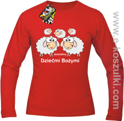 Jesteśmy dziećmi Bożymi -Baranki - Longsleeve męski czerwony 