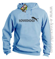 LoveDogs - bluza z kapturem błękitna