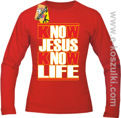 Know Jesus know life - Longsleeve męski red