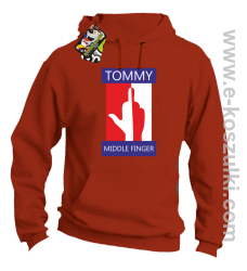 Tommy Middle Finger - bluza z kapturem pomarańczowa