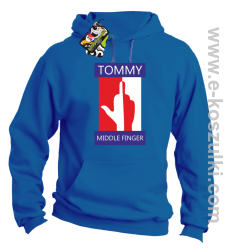 Tommy Middle Finger - bluza z kapturem niebieska