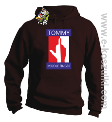 Tommy Middle Finger - bluza z kapturem brązowa