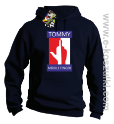 Tommy Middle Finger - bluza z kapturem granatowa