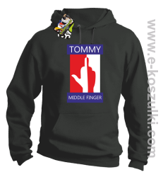 Tommy Middle Finger - bluza z kapturem szara