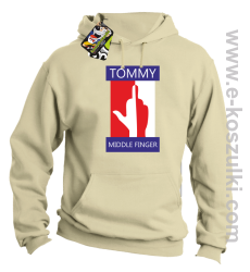 Tommy Middle Finger - bluza z kapturem beżowa