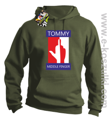 Tommy Middle Finger - bluza z kapturem khaki