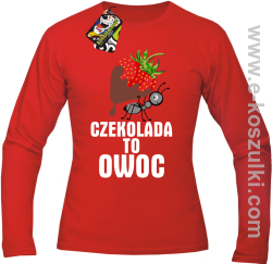 Czekolada to owoc - longsleeve męski czerwony