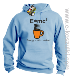 E=mc2 - Energy = Milk x Coffee 2 - bluza z kapturem błękitna