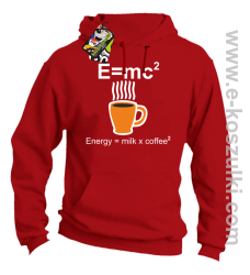 E=mc2 - Energy = Milk x Coffee 2 - bluza z kapturem czerwona