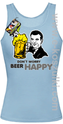 Dont worry beer happy - top damski błękitny