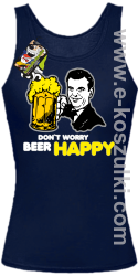 Dont worry beer happy - top damski granatowy