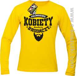 Prawdziwe kobiety kochają brodaczy - longsleeve męski żółty