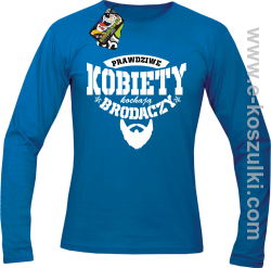 Prawdziwe kobiety kochają brodaczy - longsleeve męski niebieski