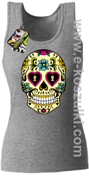 Floral Hearth Skull Design - top damski melanż 