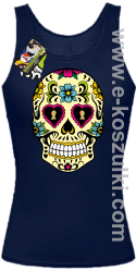 Floral Hearth Skull Design - top damski granatowa